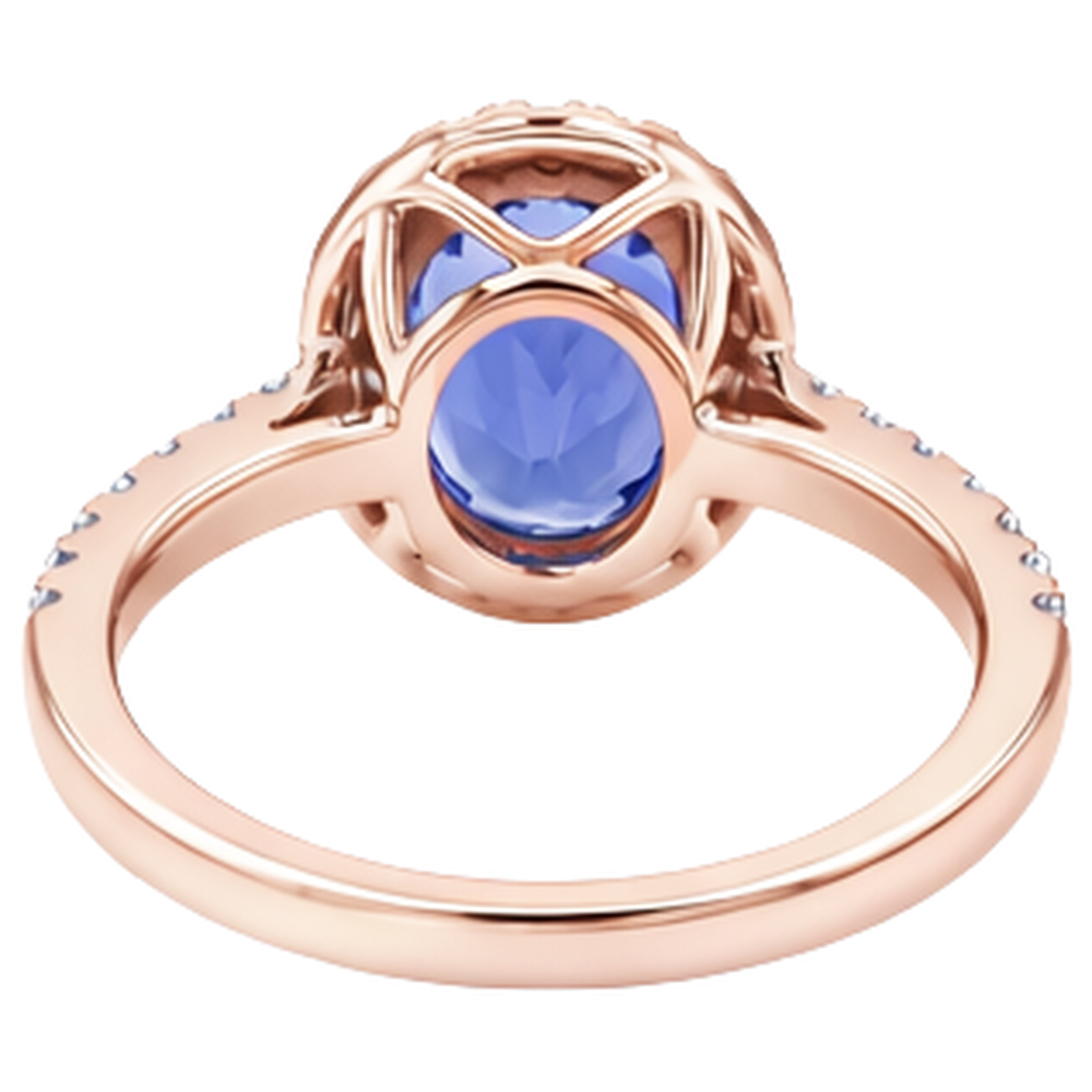 Anello in oro rosa 14K 15.40 carati con tanzanite e diamanti Novità