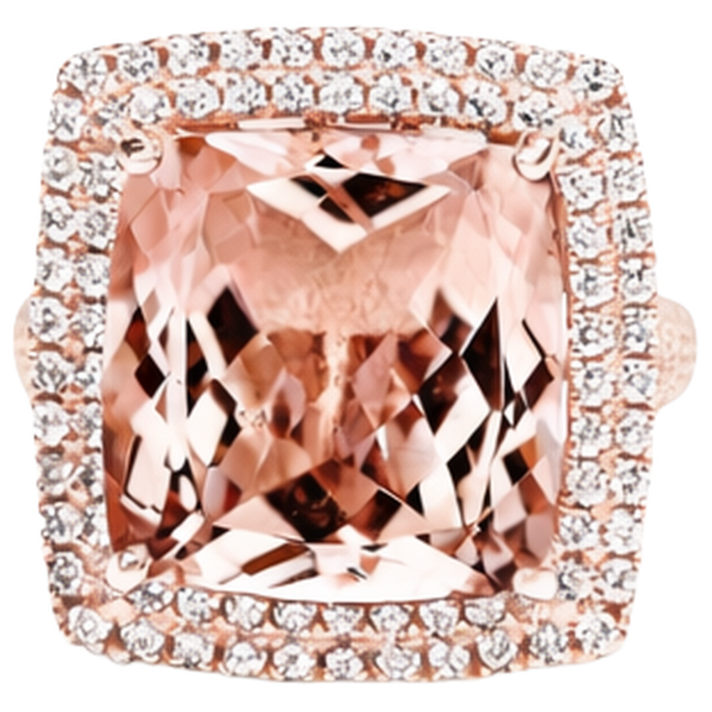 Anello in oro rosa 14K con Morganite e diamante da 10.25 ct Novità