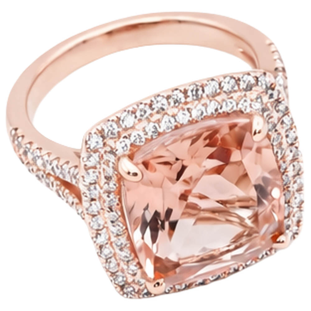 Anello in oro rosa 14K con Morganite e diamante da 10.25 ct Novità