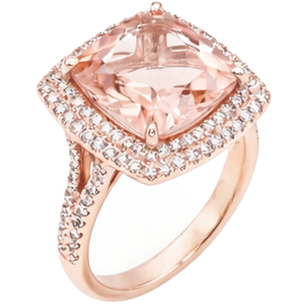 Anello in oro rosa 14K con Morganite e diamante da 10.25 ct Novità