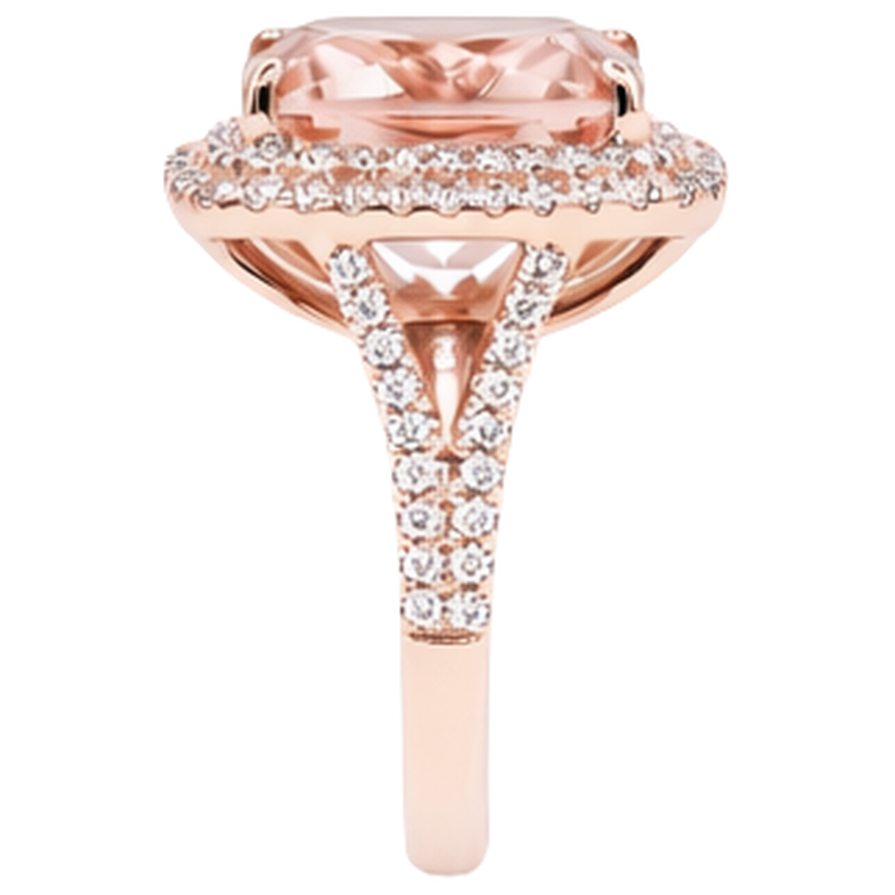 Anello in oro rosa 14K con Morganite e diamante da 10.25 ct Novità