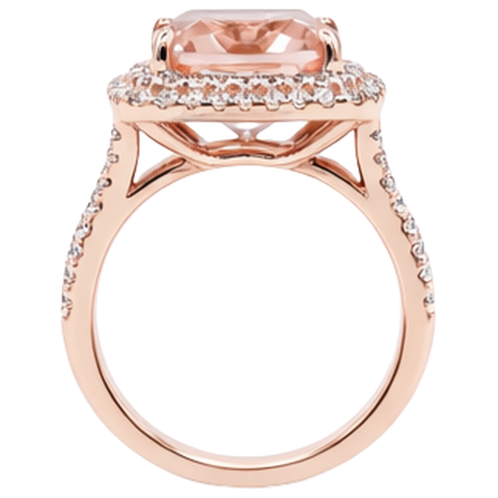 Anello in oro rosa 14K con Morganite e diamante da 10.25 ct Novità