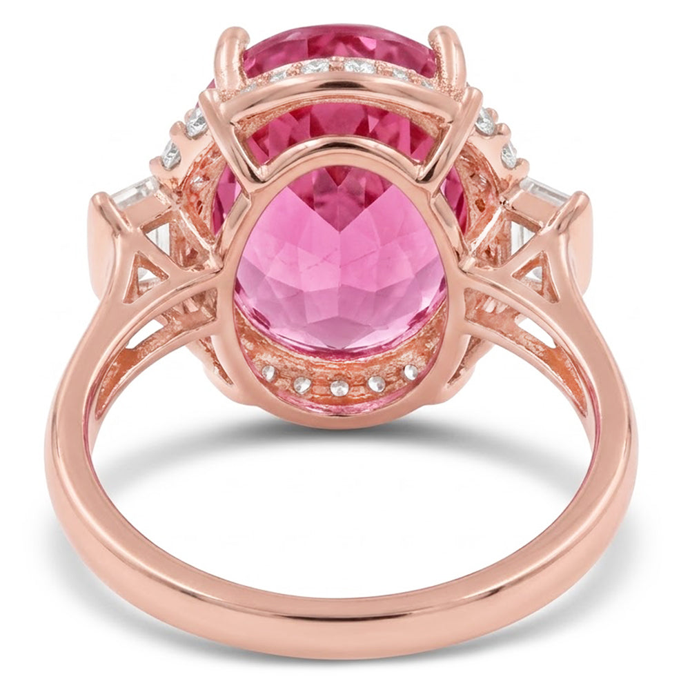 Anello in oro rosa con Kunzite e diamanti 26 ct con montatura a polo