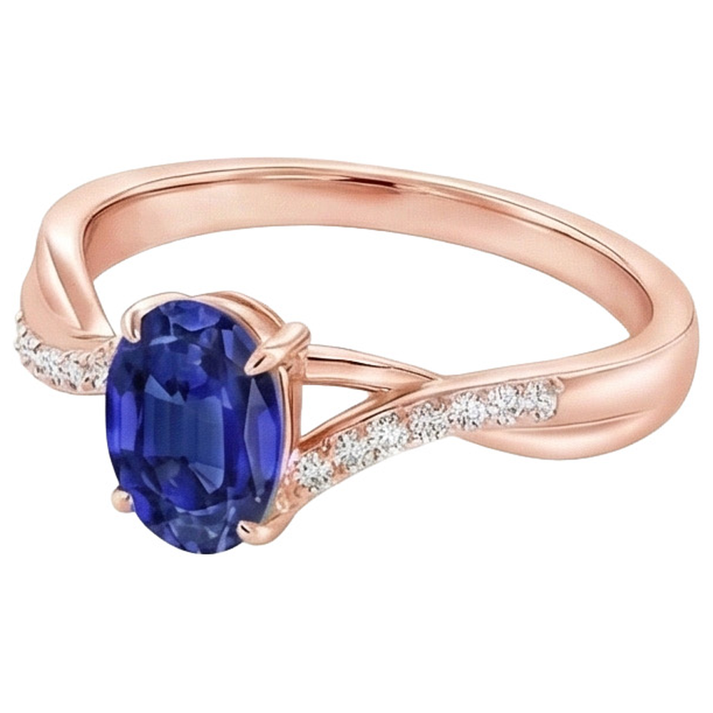 vero oval diamante 3.75carati anello vista frontale