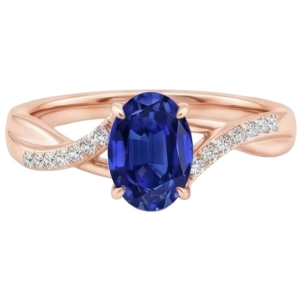 vero oval diamante 3.75carati anello angolo laterale