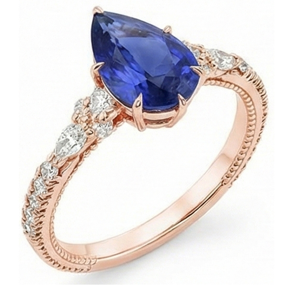 vero pear diamante 5.50carati anello angolo laterale