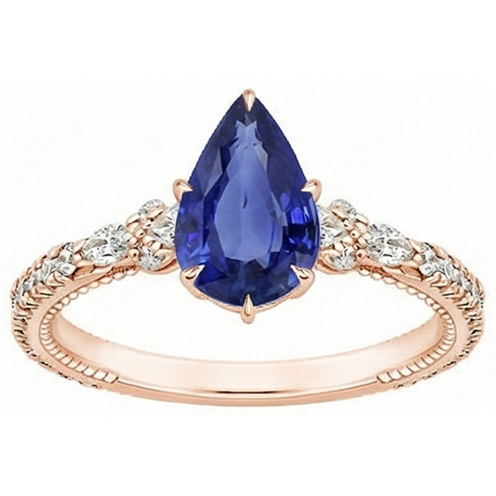 vero pear diamante 5.50carati anello vista di profilo