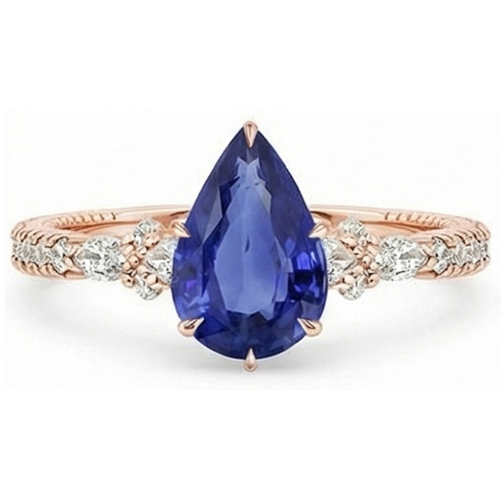 vero pear diamante 5.50carati anello dettaglio ravvicinato