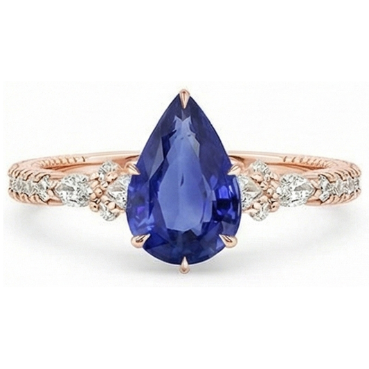 vero pear diamante 5.50carati anello dettaglio ravvicinato