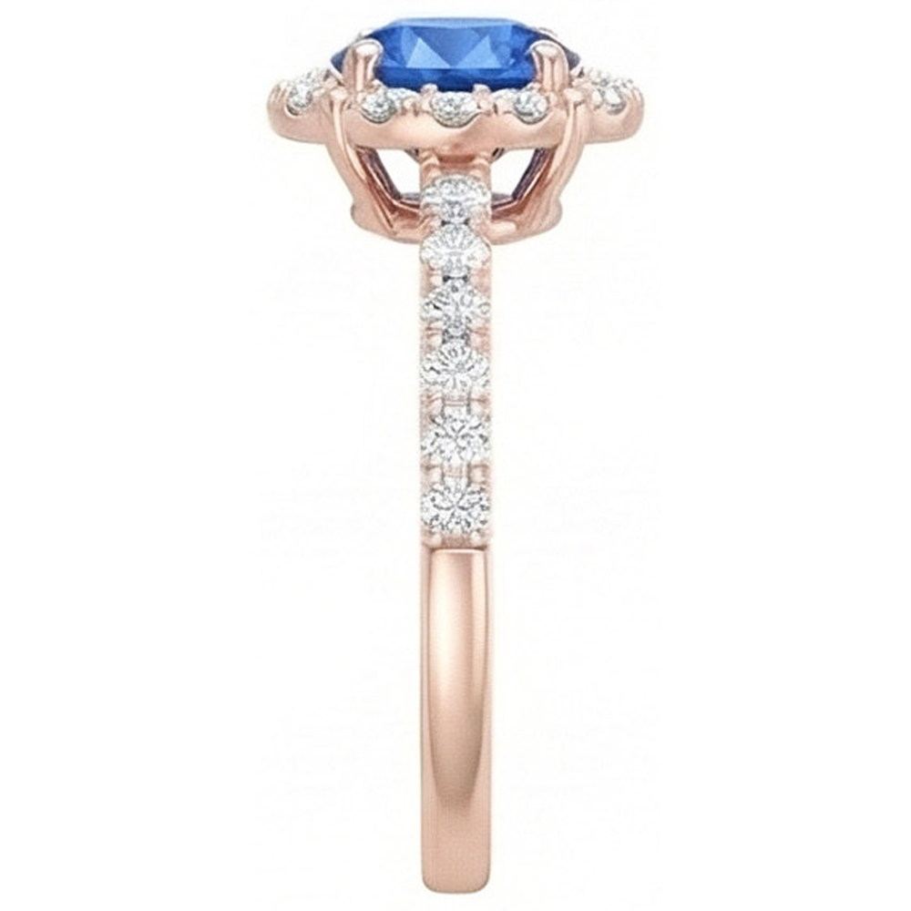 vero round diamante 3.25carati anello vista di profilo
