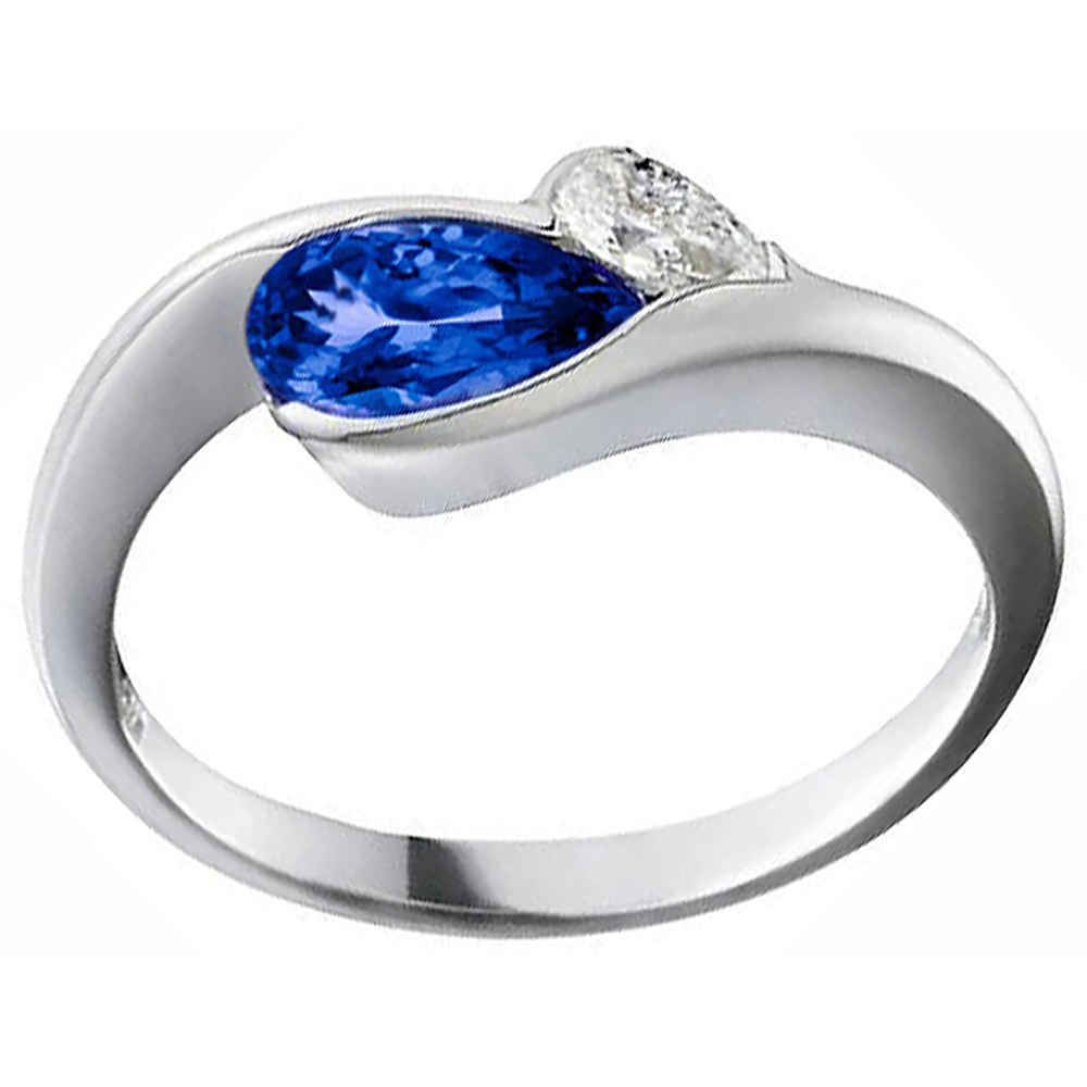 Anello in oro stile antico da 2,01 carati con diamante a pera tanzanite