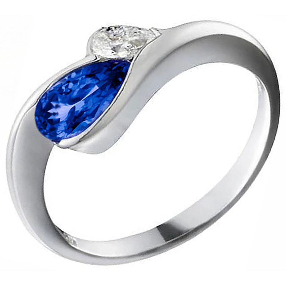 Anello in oro stile antico da 2,01 carati con diamante a pera tanzanite