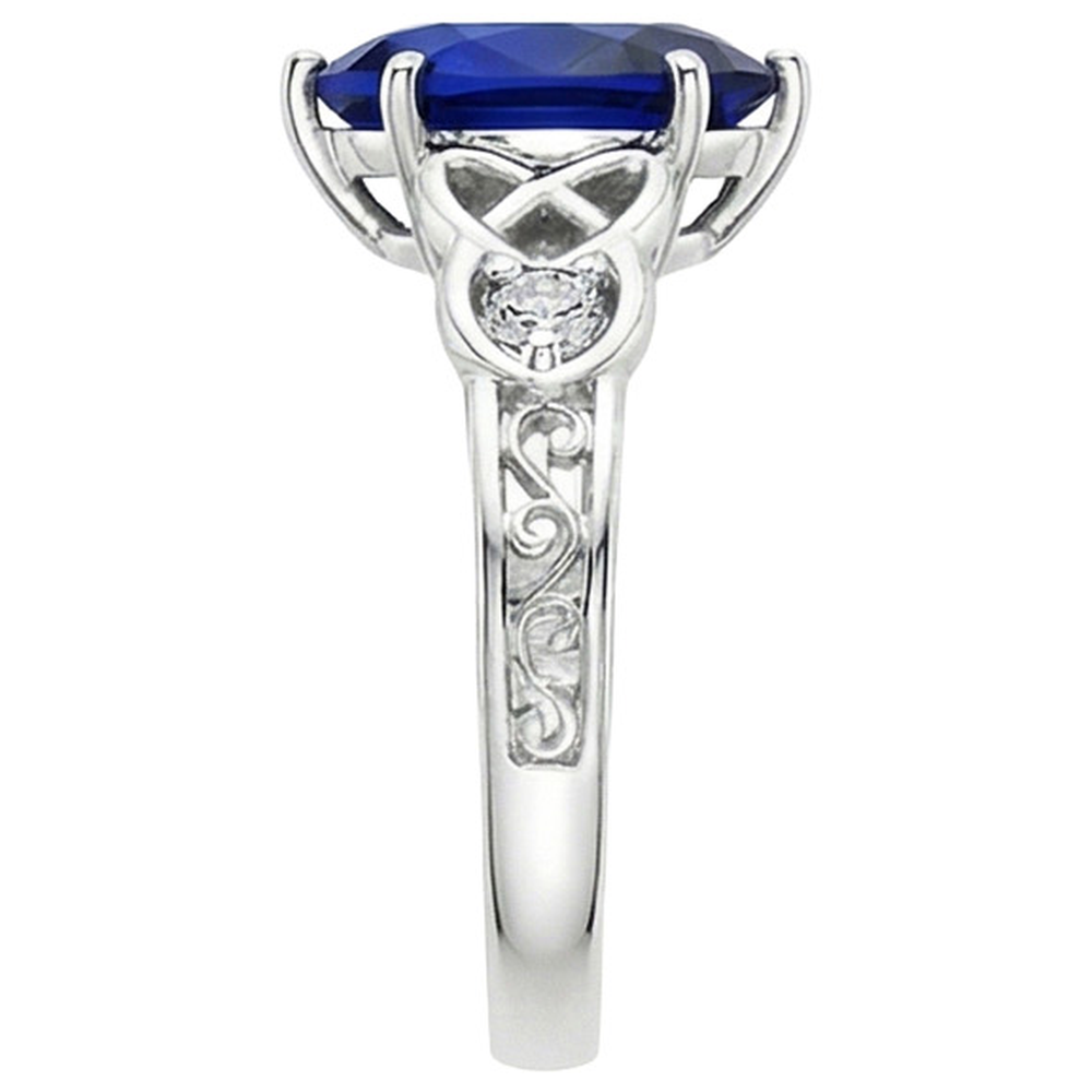 Anello in oro stile vintage filigrana gambo pera blu zaffiro 5.25 carati