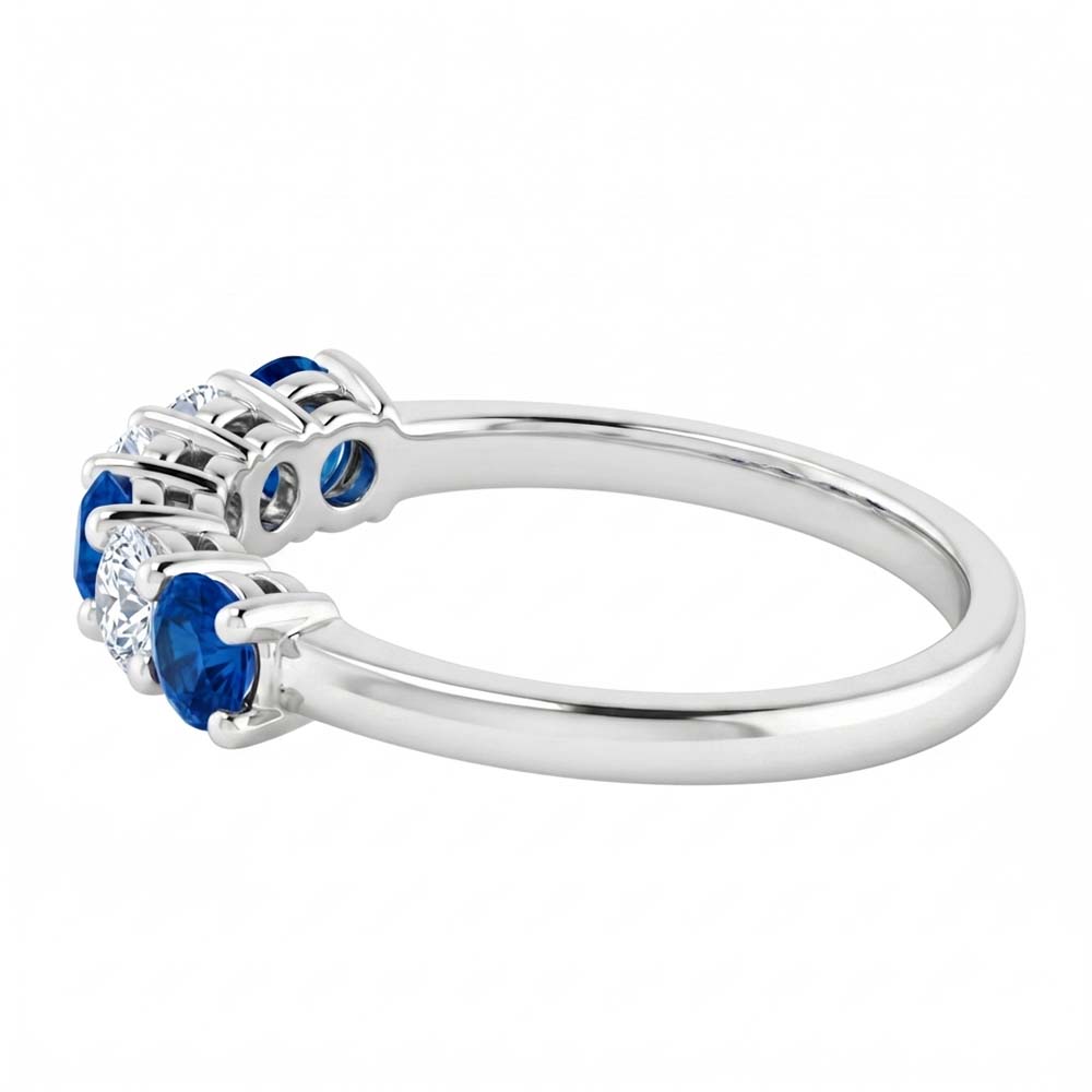 Anello in pietra di zaffiro blu con diamante rotondo 2 carati in oro bianco 14K