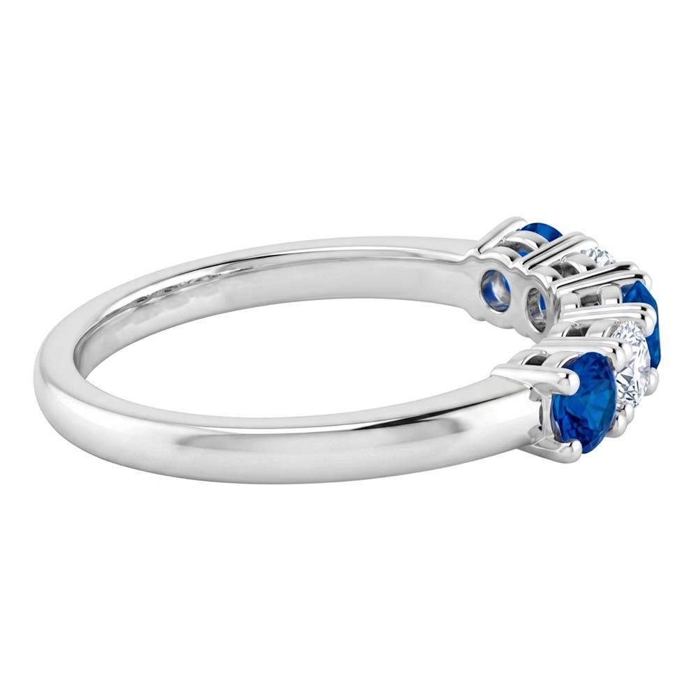 Anello in pietra di zaffiro blu con diamante rotondo 2 carati in oro bianco 14K