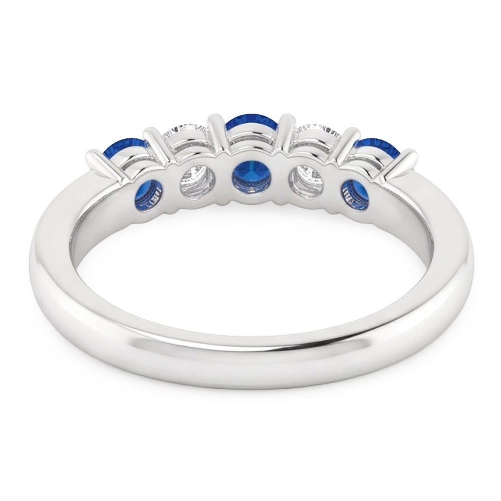 Anello in pietra di zaffiro blu con diamante rotondo 2 carati in oro bianco 14K
