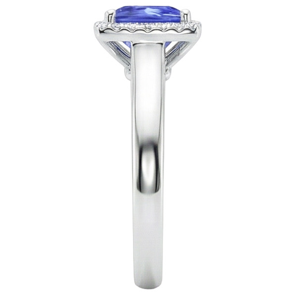Anello in pietra preziosa a forma di principessa con zaffiro di Ceylon e diamanti 5.40 carati