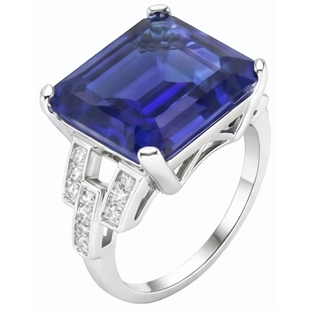 Anello in pietra preziosa con zaffiro di Ceylon Gioielli con smeraldo gambo diviso 4 carati