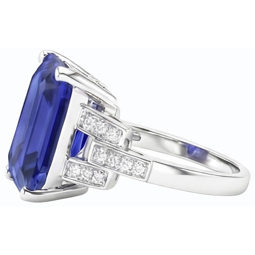 Anello in pietra preziosa con zaffiro di Ceylon Gioielli con smeraldo gambo diviso 4 carati