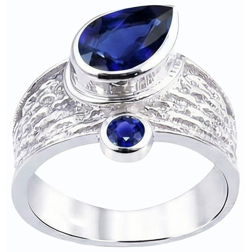 Anello in pietra preziosa con zaffiro di Ceylon. stile antico. 2.75 carati. gioielli da donna
