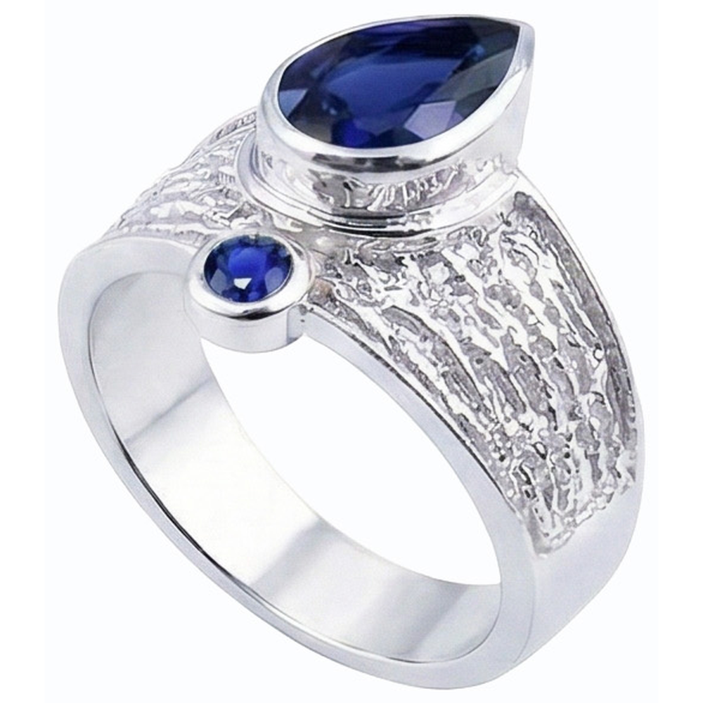 Anello in pietra preziosa con zaffiro di Ceylon. stile antico. 2.75 carati. gioielli da donna
