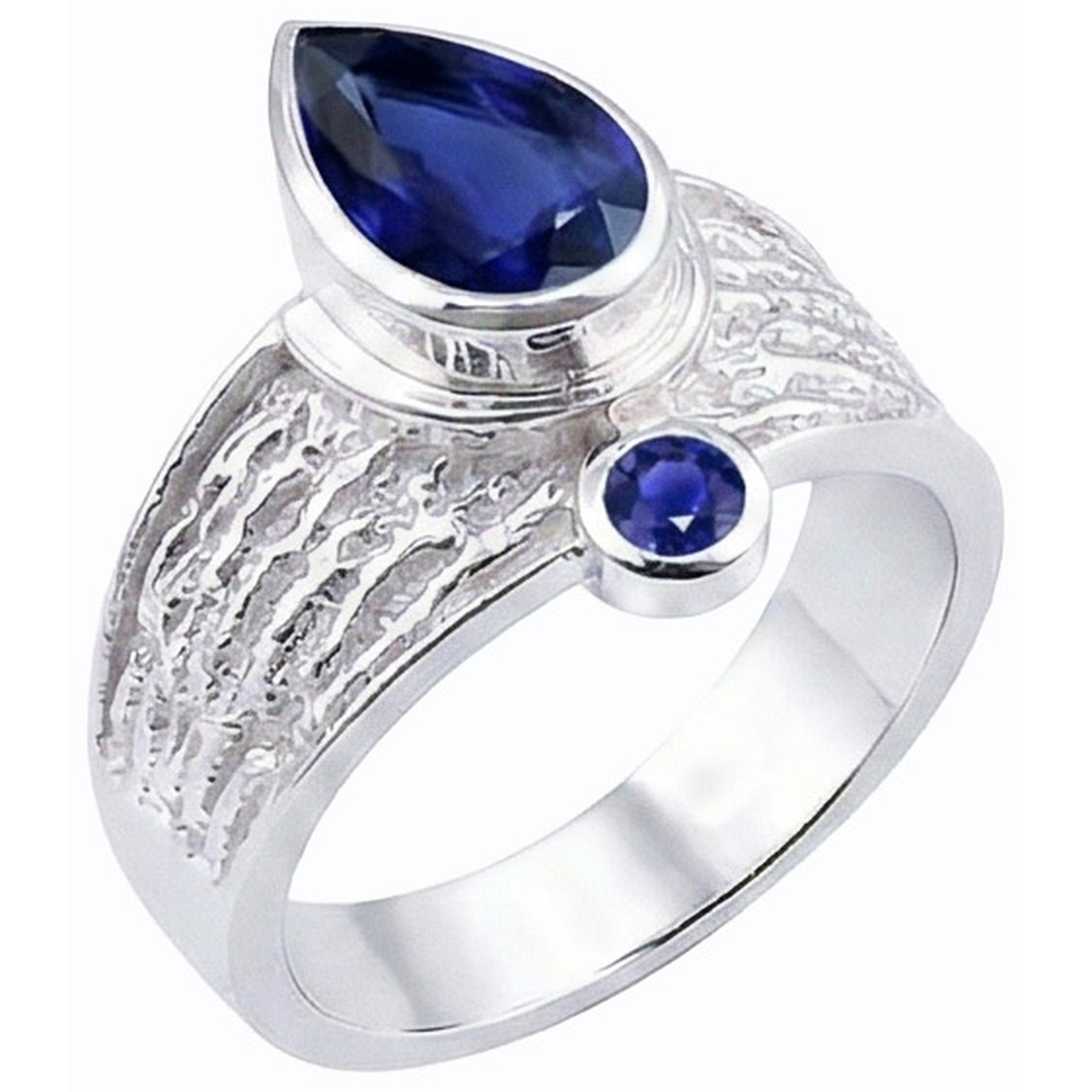 Anello in pietra preziosa con zaffiro di Ceylon. stile antico. 2.75 carati. gioielli da donna
