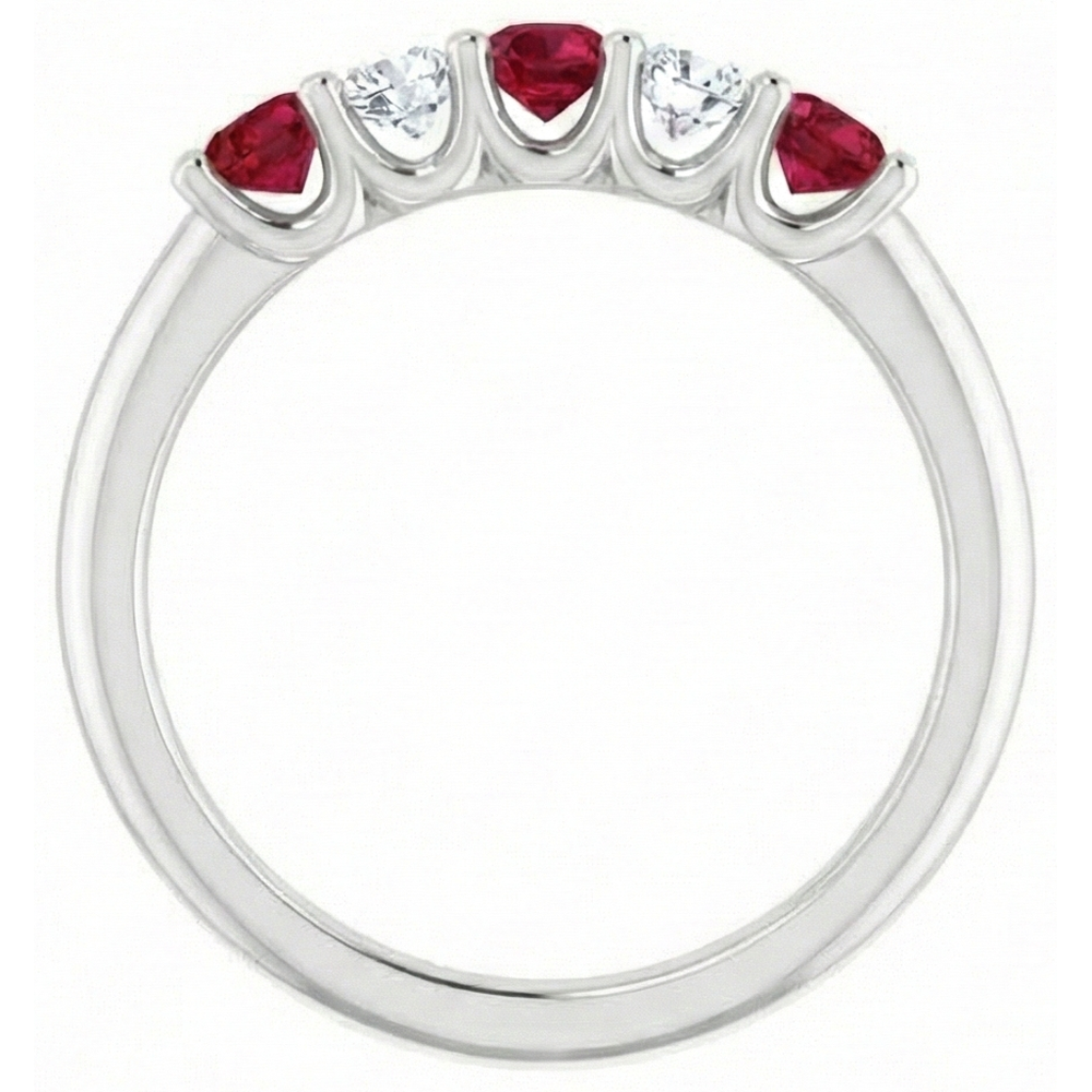 Anello in pietra rubino con diamante rotondo 2 carati in oro bianco 14K