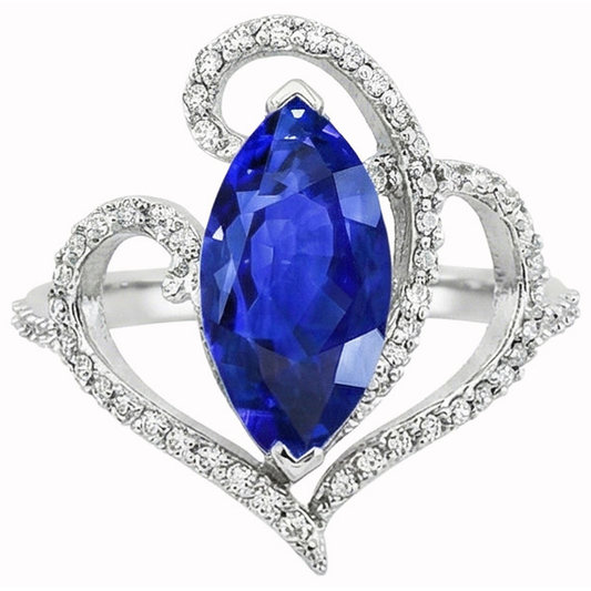 Anello in stile Art Nouveau con gioielli in stile antico New Ceylon Sapphire Diamond
