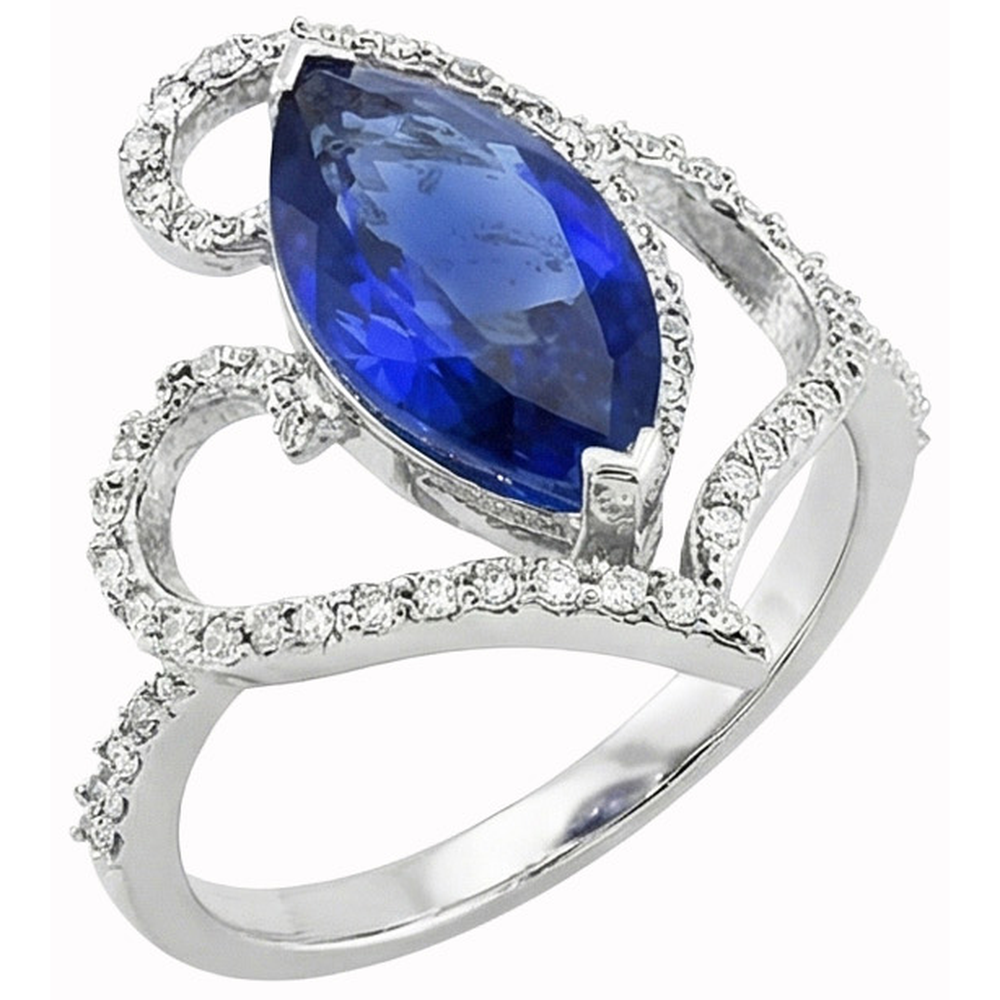 Anello in stile Art Nouveau con gioielli in stile antico New Ceylon Sapphire Diamond
