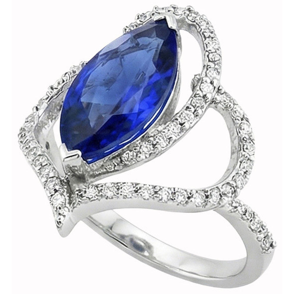 Anello in stile Art Nouveau con gioielli in stile antico New Ceylon Sapphire Diamond