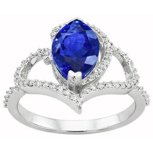Anello in stile Art Nouveau con gioielli in stile antico New Ceylon Sapphire Diamond
