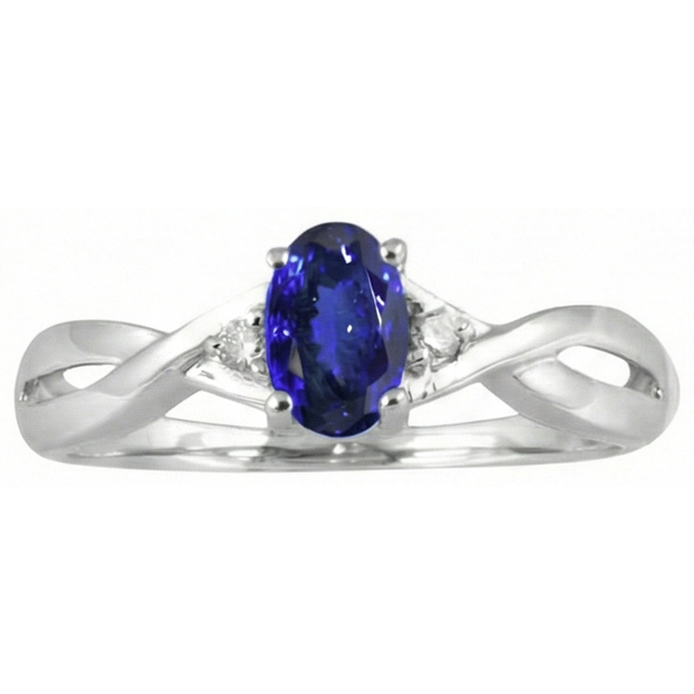 Anello in stile antico con tanzanite ovale e diamanti tondi da 1,60 carati e bianco 14K