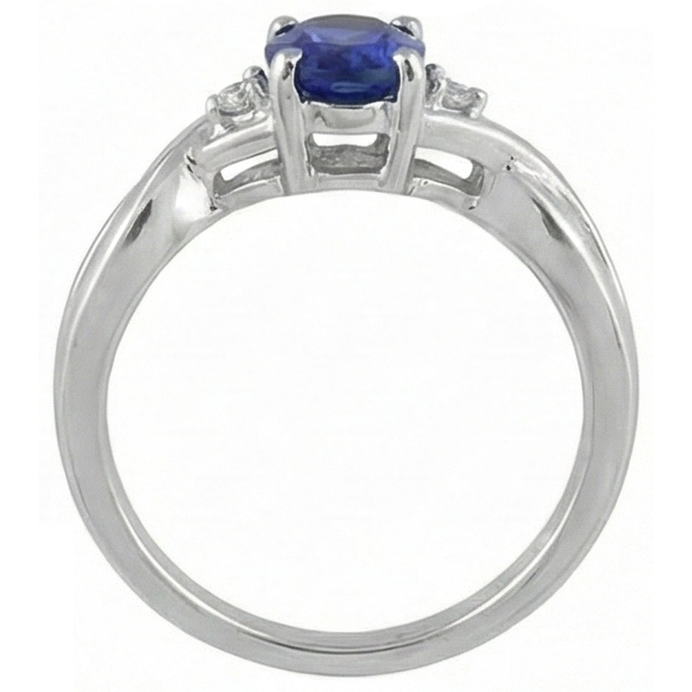 Anello in stile antico con tanzanite ovale e diamanti tondi da 1,60 carati e bianco 14K
