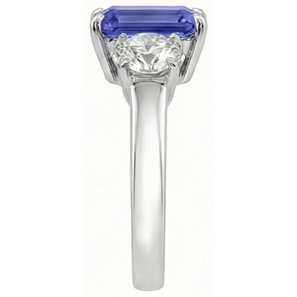 Anello in stile antico con tre pietre di zaffiro smeraldo di Ceylon a 3 carati