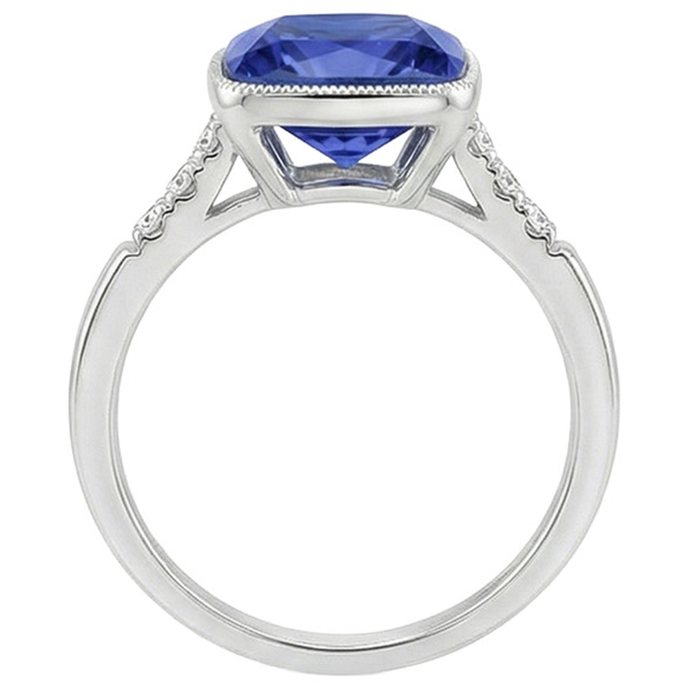 Anello in stile vintage con diamanti e zaffiri blu con gemme da 6 carati
