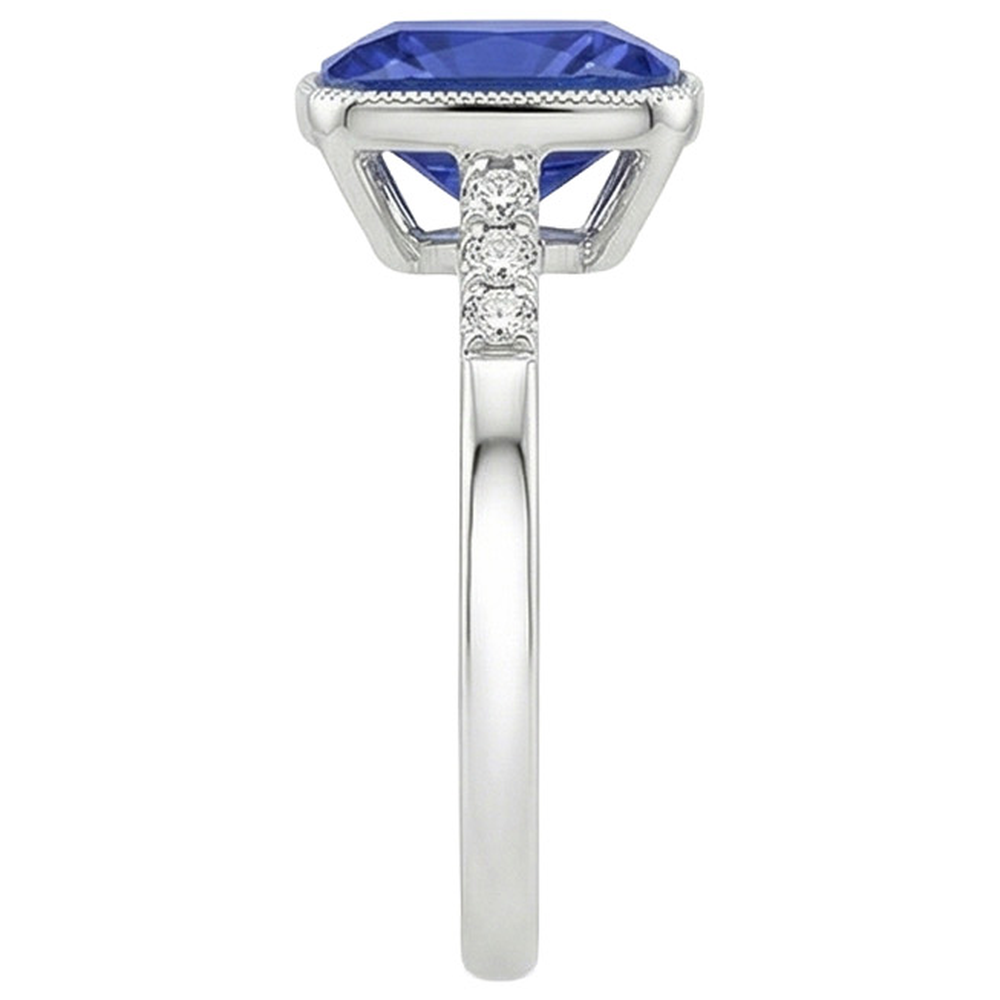 Anello in stile vintage con diamanti e zaffiri blu con gemme da 6 carati