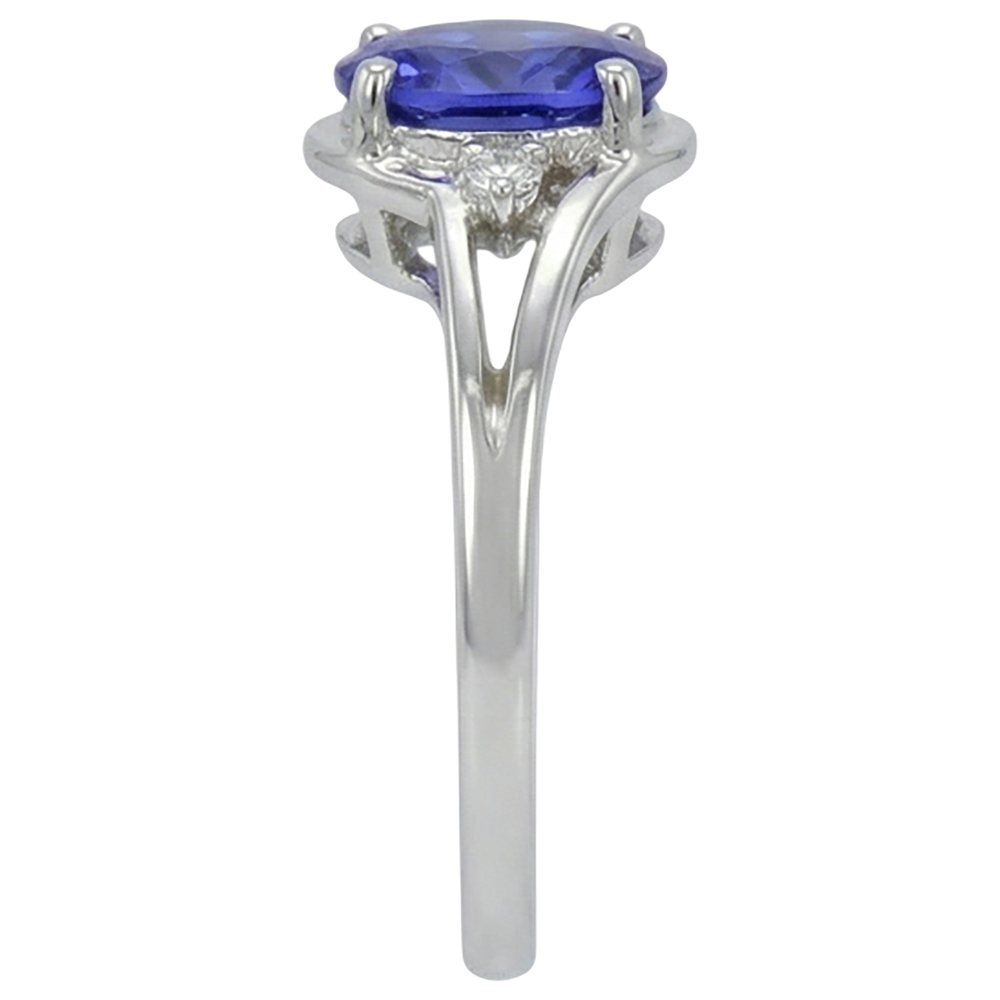 Anello in tanzanite a taglio ovale da 5,10 ct con gioielli in oro bianco 14K con diamanti