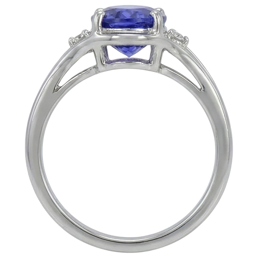Anello in tanzanite a taglio ovale da 5,10 ct con gioielli in oro bianco 14K con diamanti