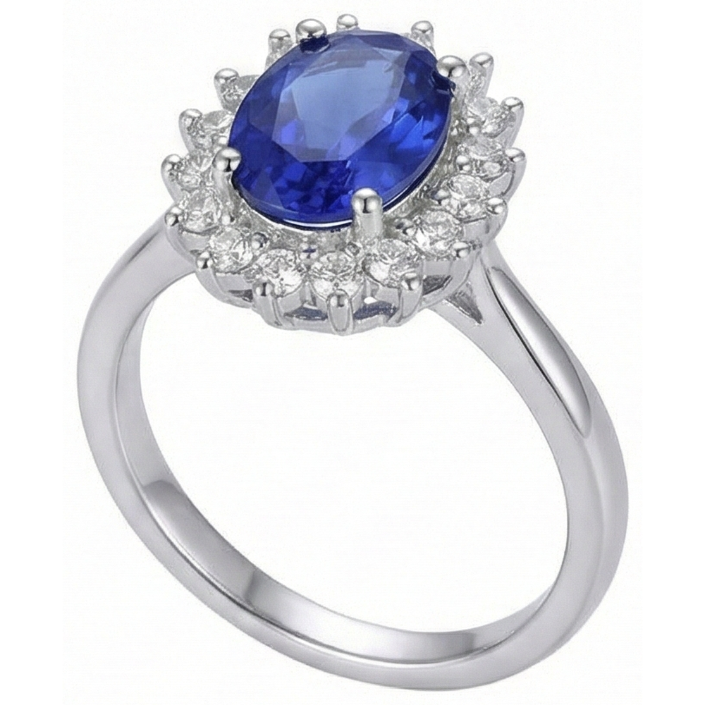 Anello in tanzanite con gioielli in oro bianco con diamanti 4.5 ct