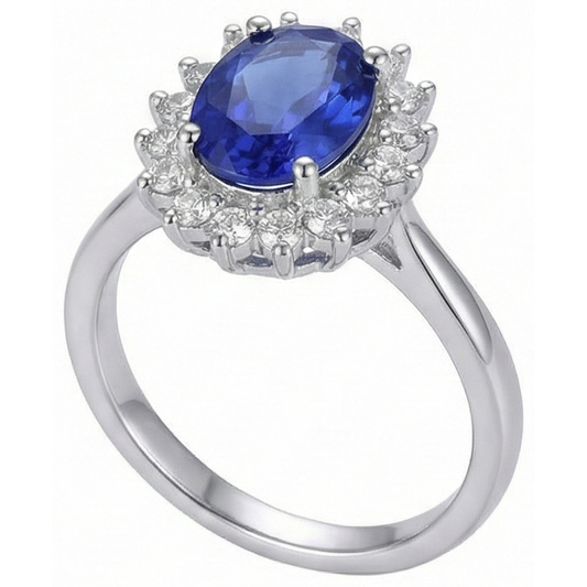 Anello in tanzanite con gioielli in oro bianco con diamanti 4.5 ct