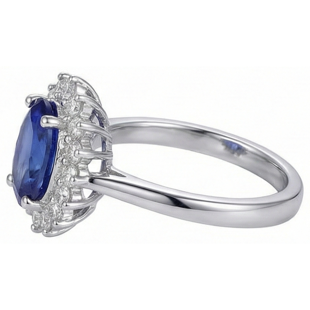 Anello in tanzanite con gioielli in oro bianco con diamanti 4.5 ct
