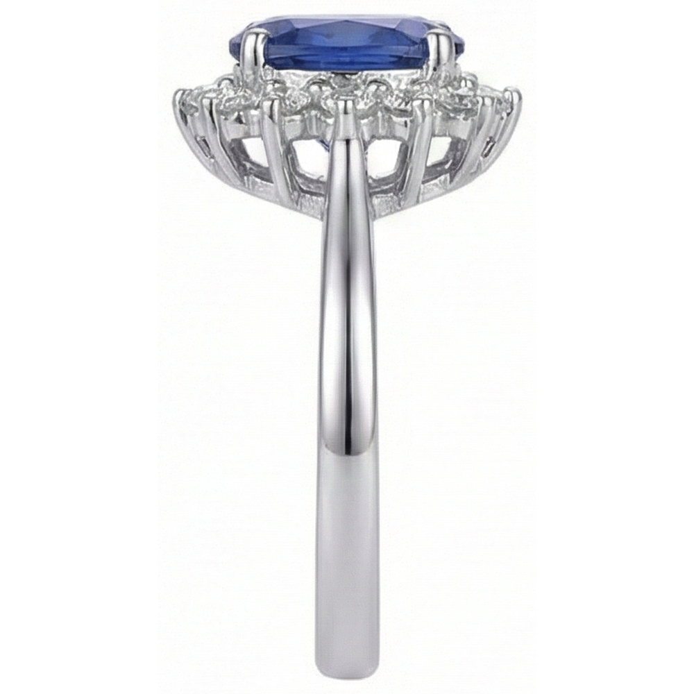 Anello in tanzanite con gioielli in oro bianco con diamanti 4.5 ct