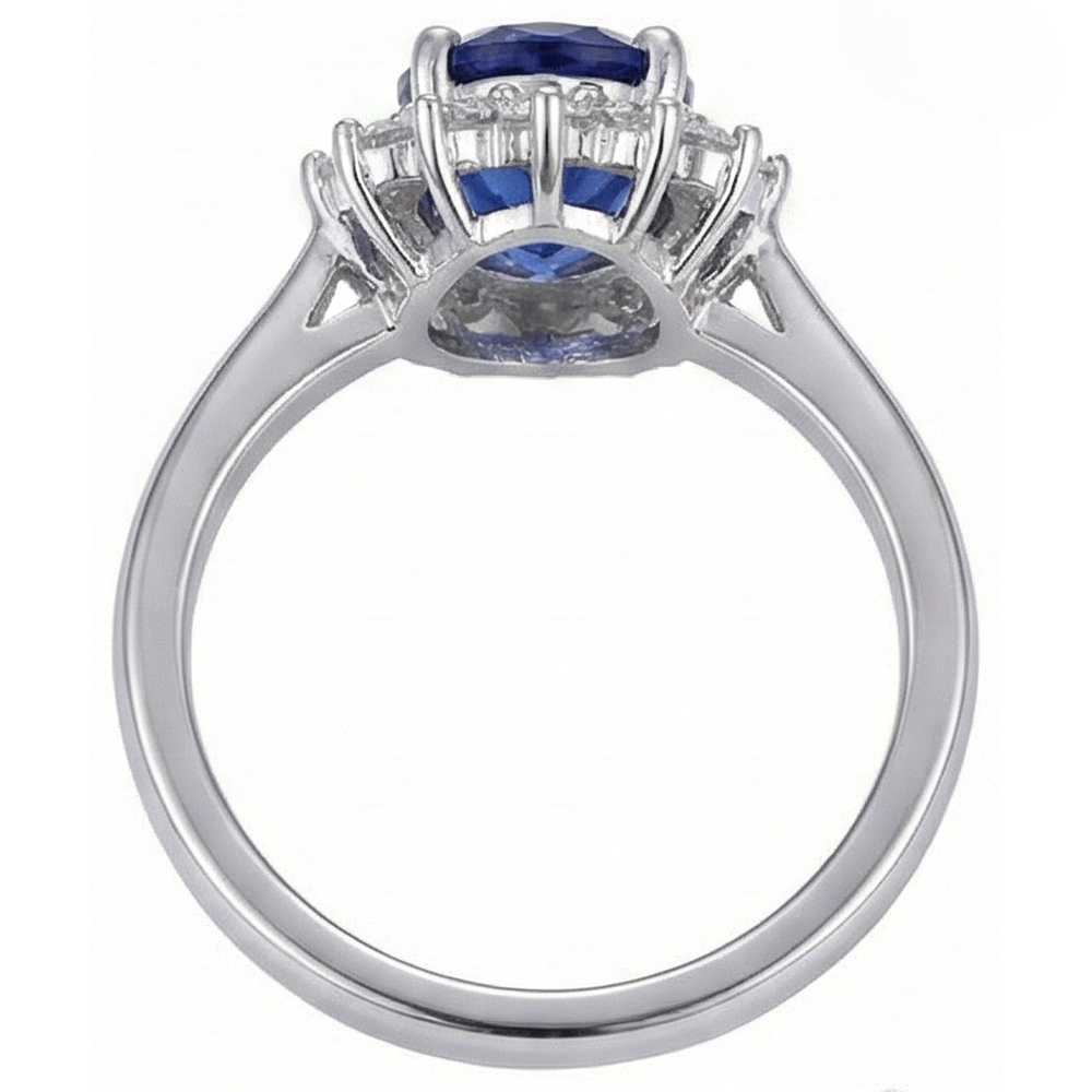 Anello in tanzanite con gioielli in oro bianco con diamanti 4.5 ct