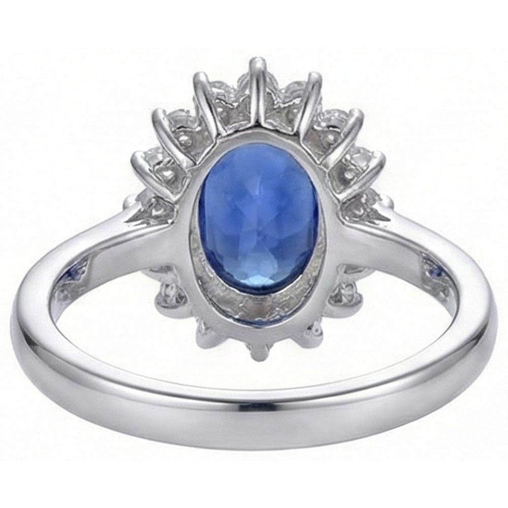 Anello in tanzanite con gioielli in oro bianco con diamanti 4.5 ct