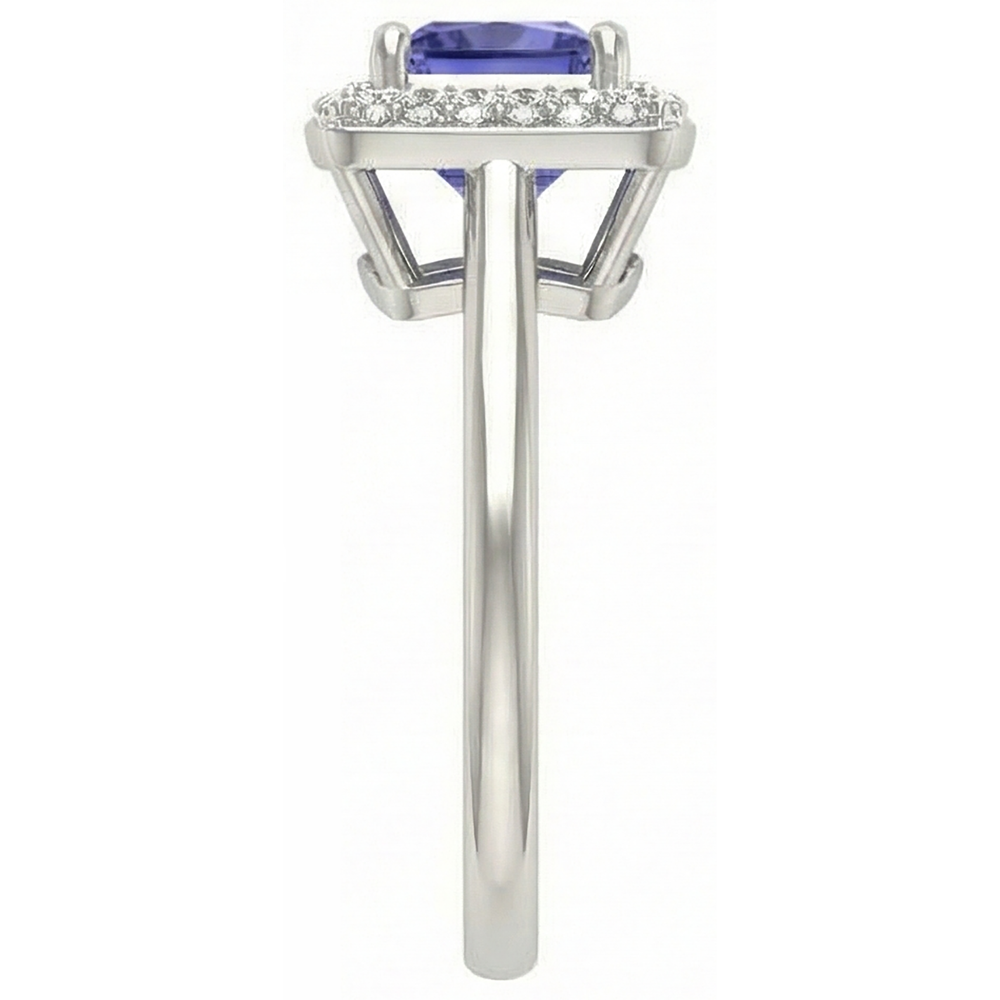 Anello in tanzanite taglio princess da 1,50 ct con diamante oro bianco
