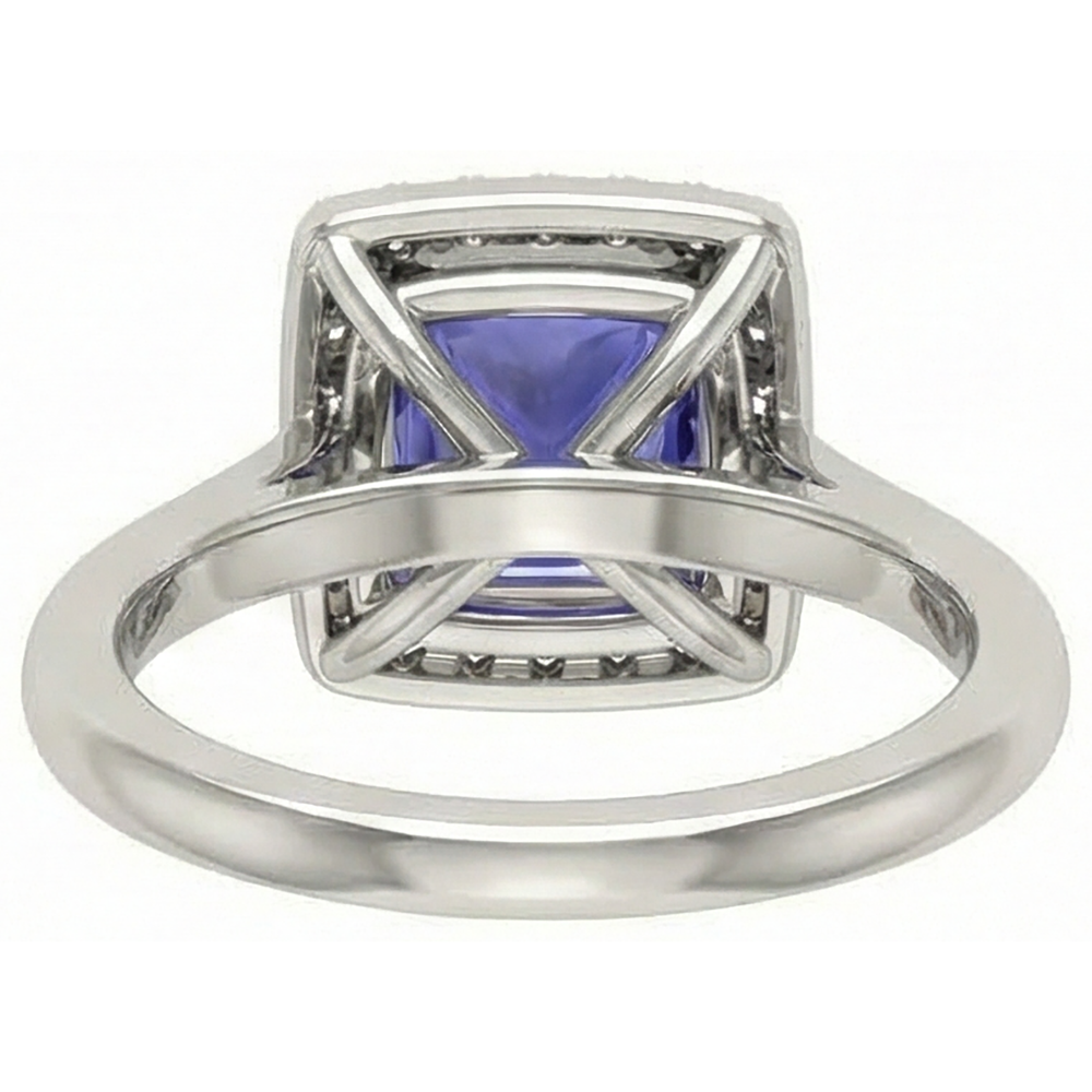 Anello in tanzanite taglio princess da 1,50 ct con diamante oro bianco