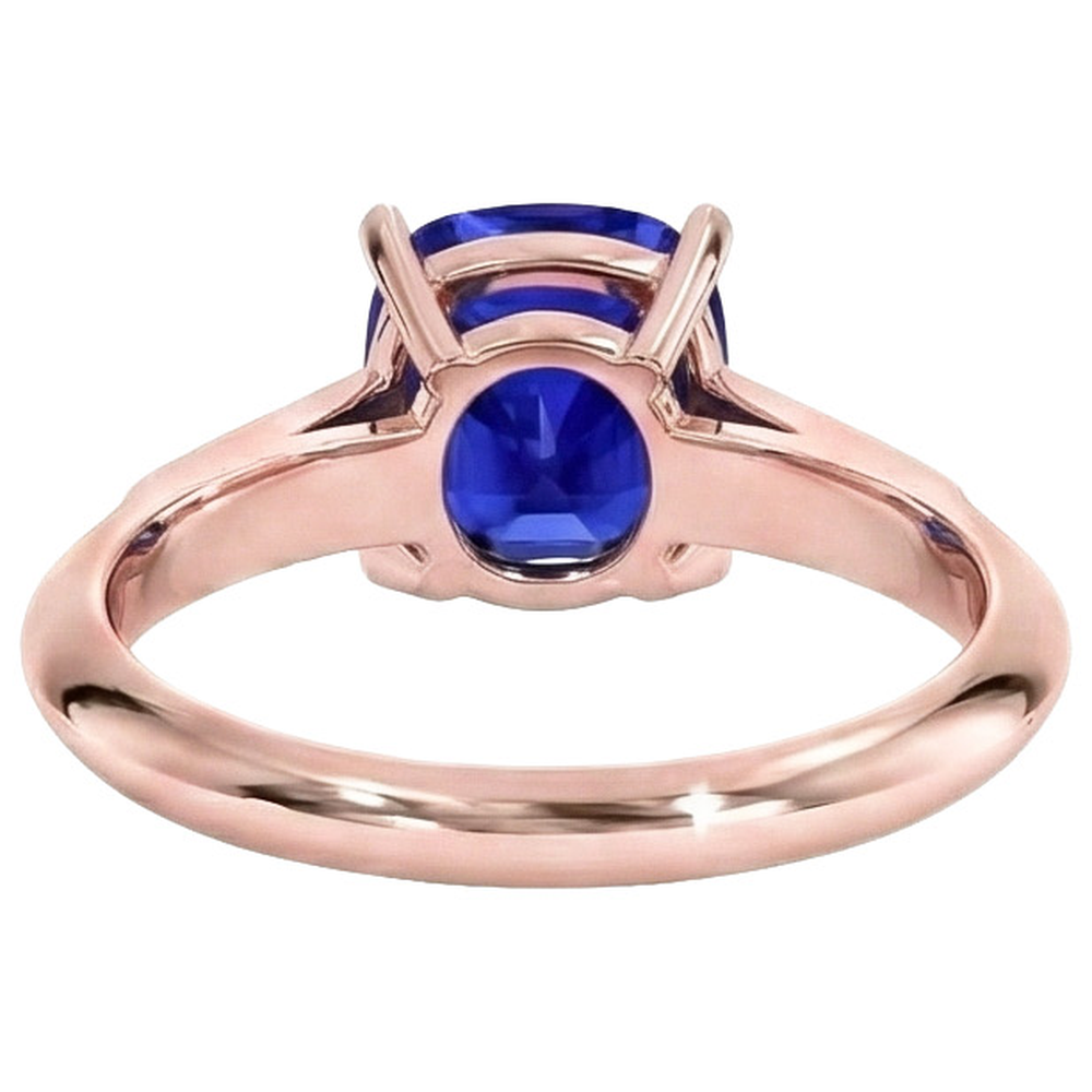 Anello in zaffiro con cuscino Ceylon stile vintage 5 carati accenti in oro rosa