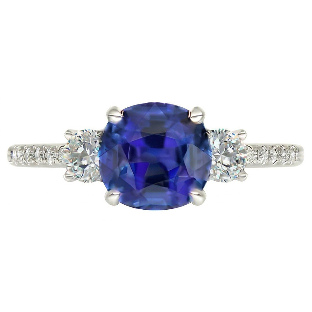 Anello in zaffiro con cuscino in pietra preziosa 3.50 carati 3 stile pietra
