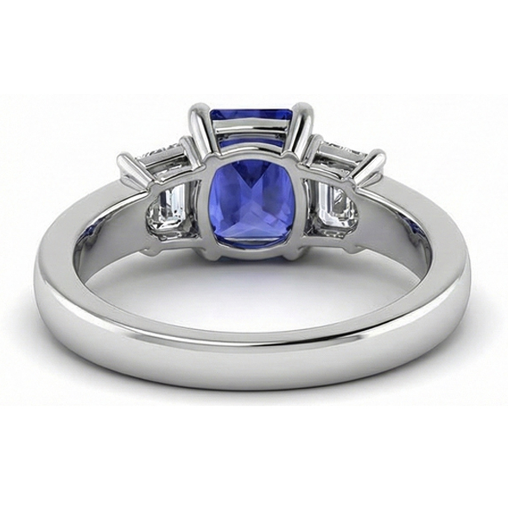 Anello in zaffiro con diamante anniversario 3 carati Set di canali con accenti da principessa