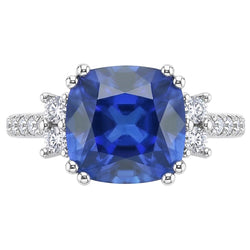 Anello in zaffiro dello Sri Lanka con taglio a cuscino. gioielli con pietre preziose. 4.50 carati